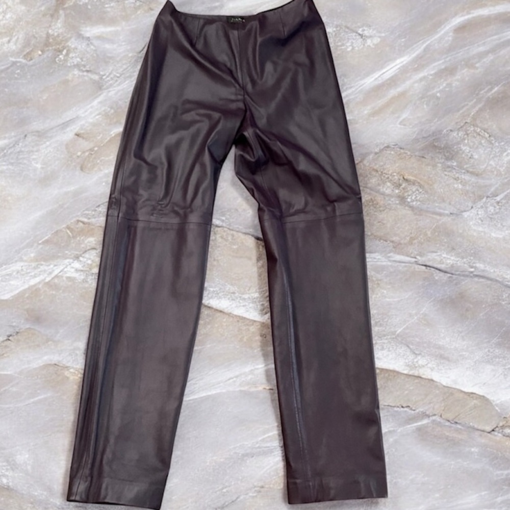 DANA BUCHMAN Charlotte Dark Brown Soft Leather Pants Size 8